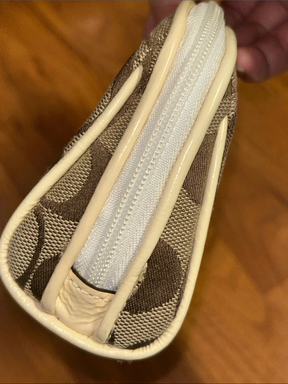Coach Signature Canvas and Patent Logo Zipper Pouch